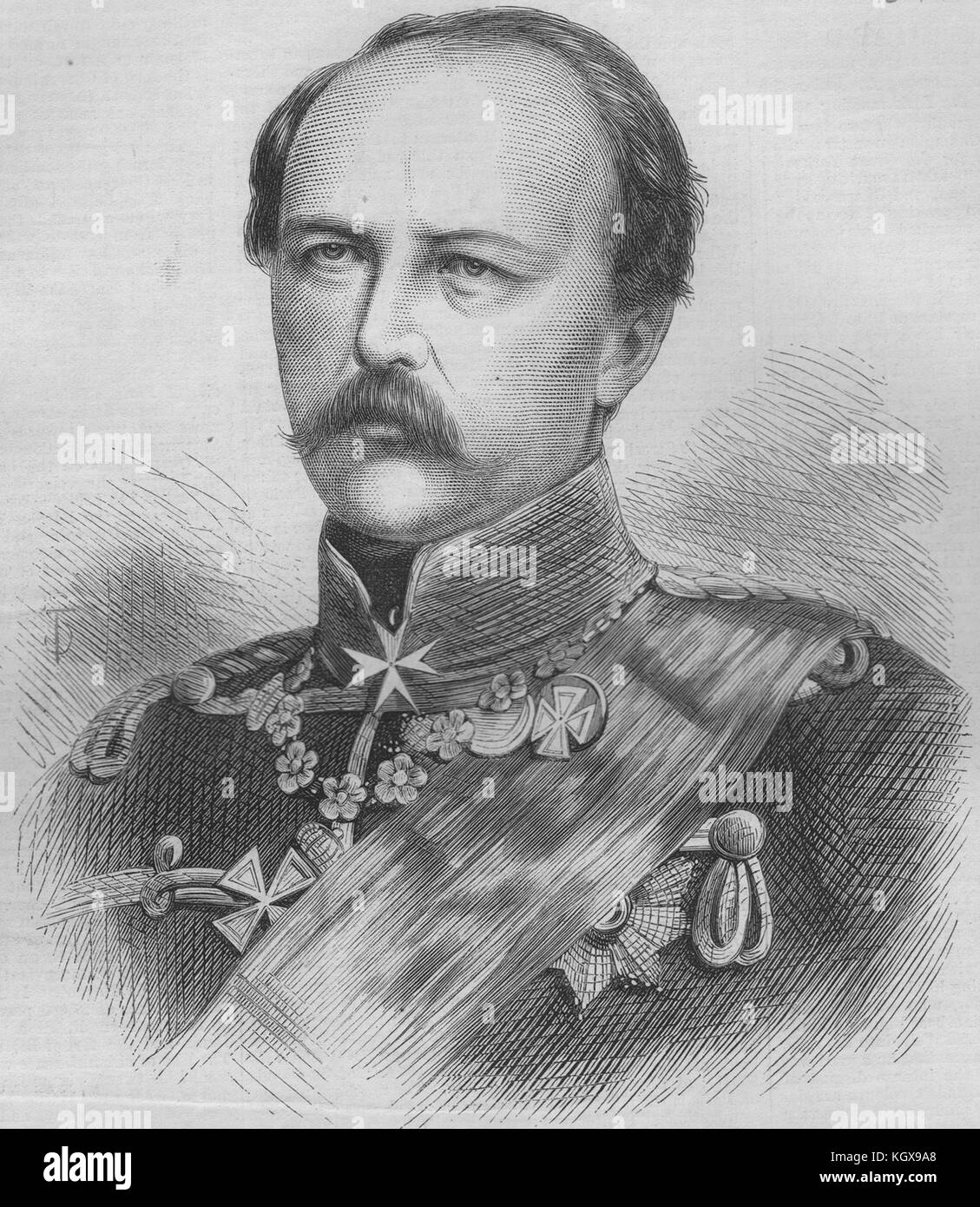 Prince Friedrich Carl Nicolaus of Prussia of Prussia 1870. The Illustrated London News Stock Photo