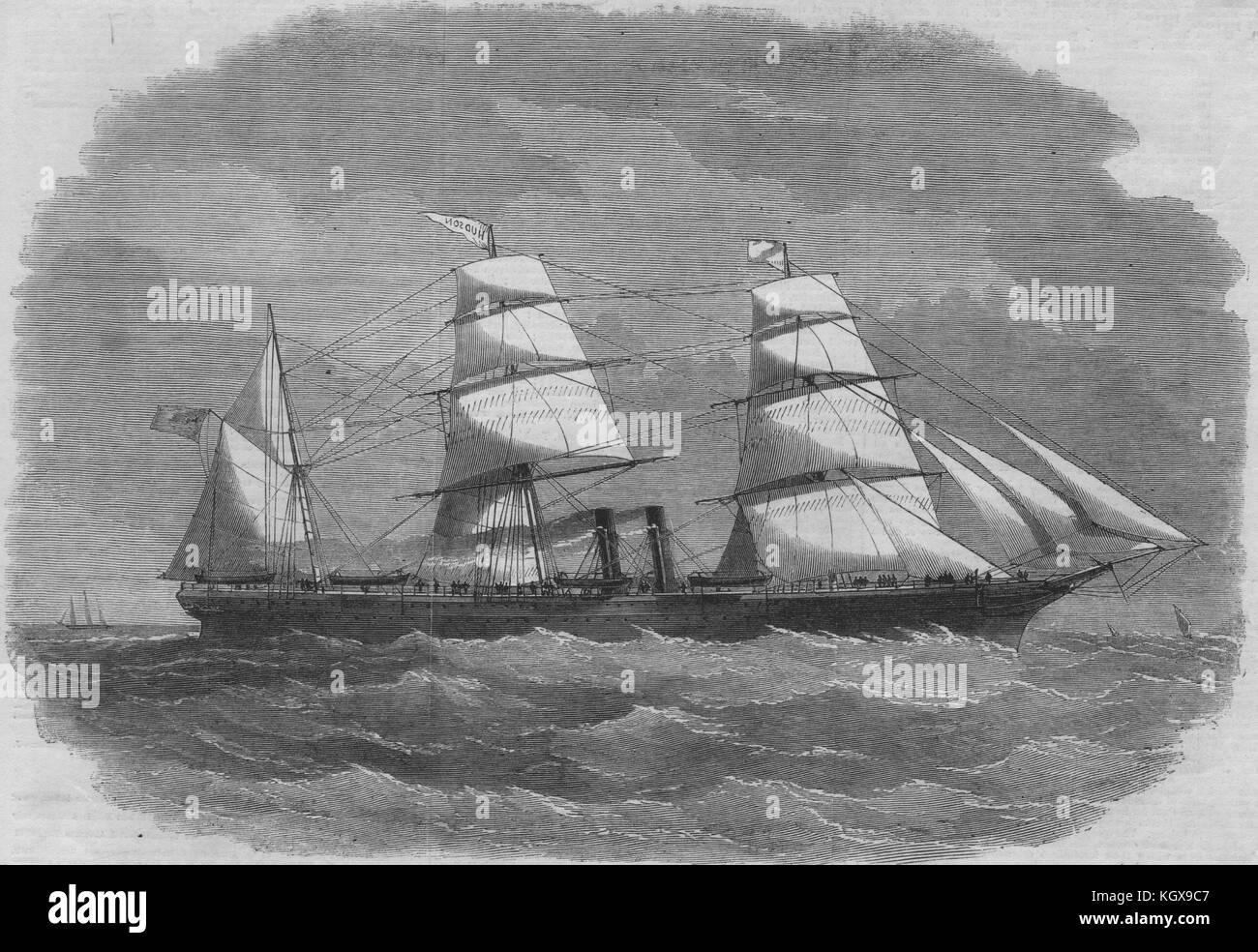 The North German Lloyd's new steamship "Hudson". Germany 1858. The