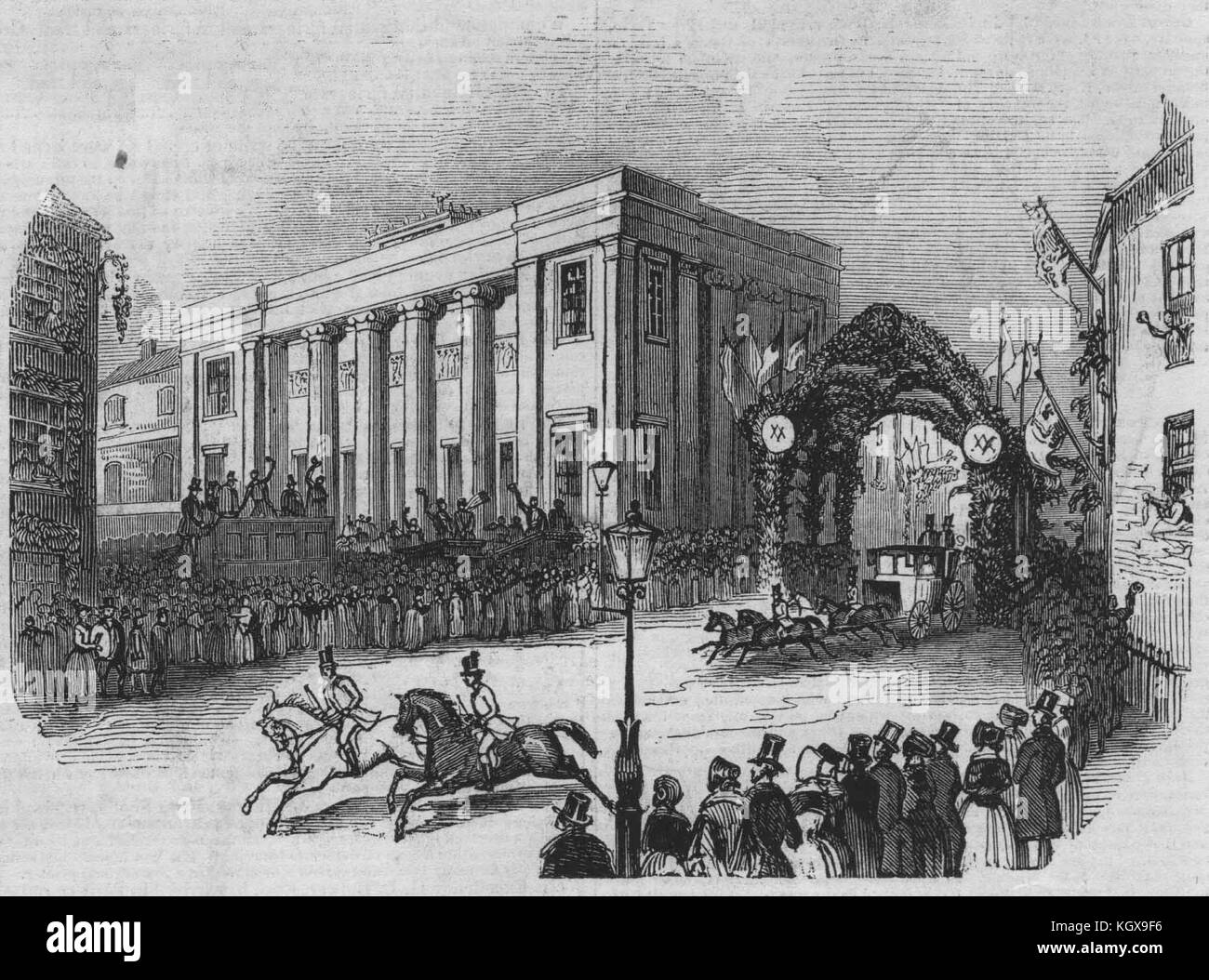 The news-rooms, Leicester. Leicestershire 1843. The Illustrated London News Stock Photo