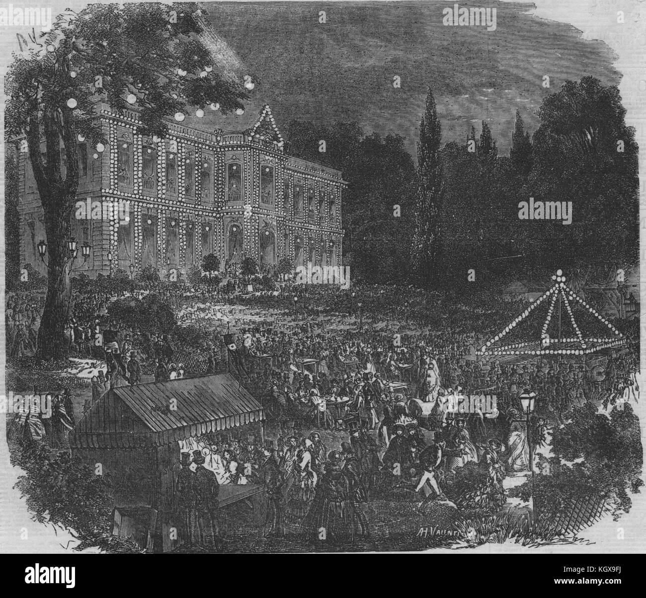 Popular amusements of Paris. The chateau of Aspires. Paris 1855. The Illustrated London News Stock Photo