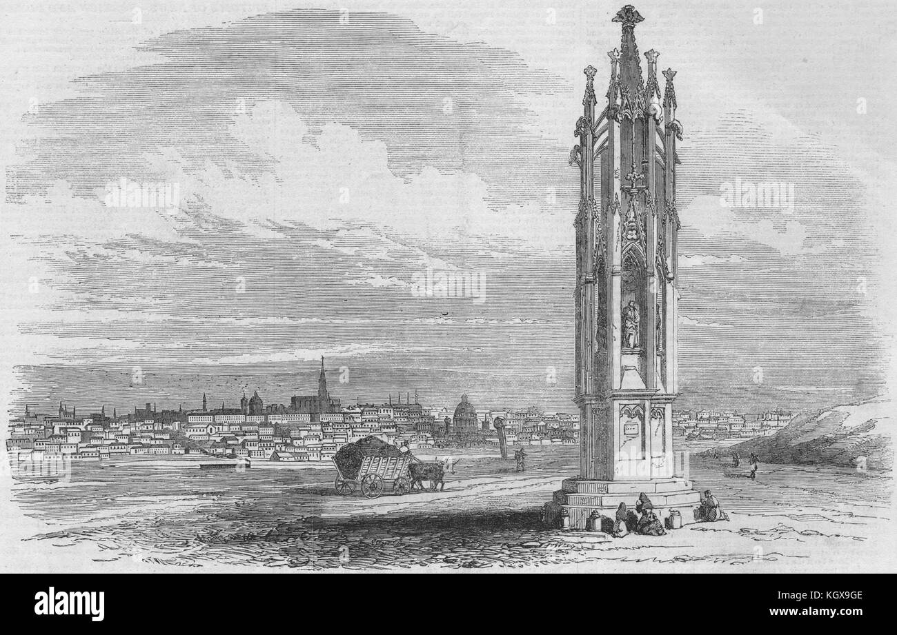 The Spinnerinn am Kreuz - Vienna in the distance. Austria 1853. The Illustrated London News Stock Photo
