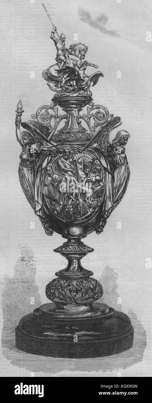 Prize cup for Doncaster Races. Yorkshire 1866. The Illustrated London News Stock Photo