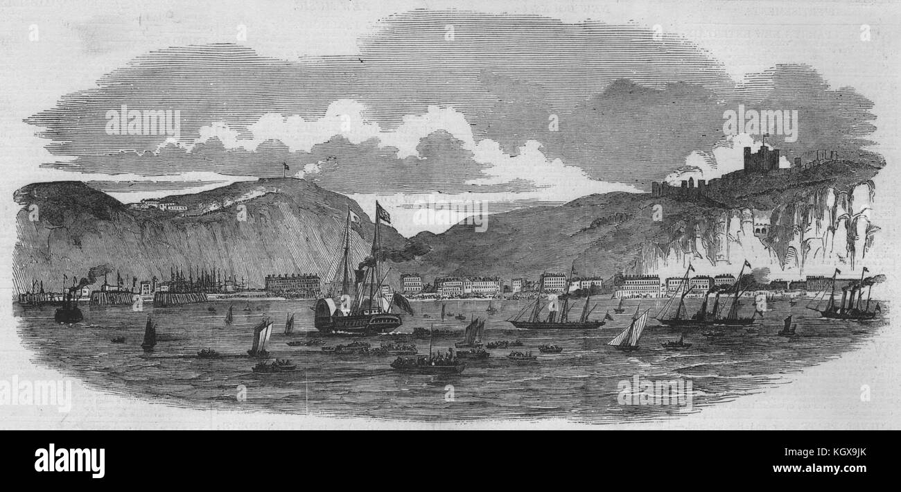 Queen Victoria's visit to Dover harbour. Kent 1850. The Illustrated London News Stock Photo