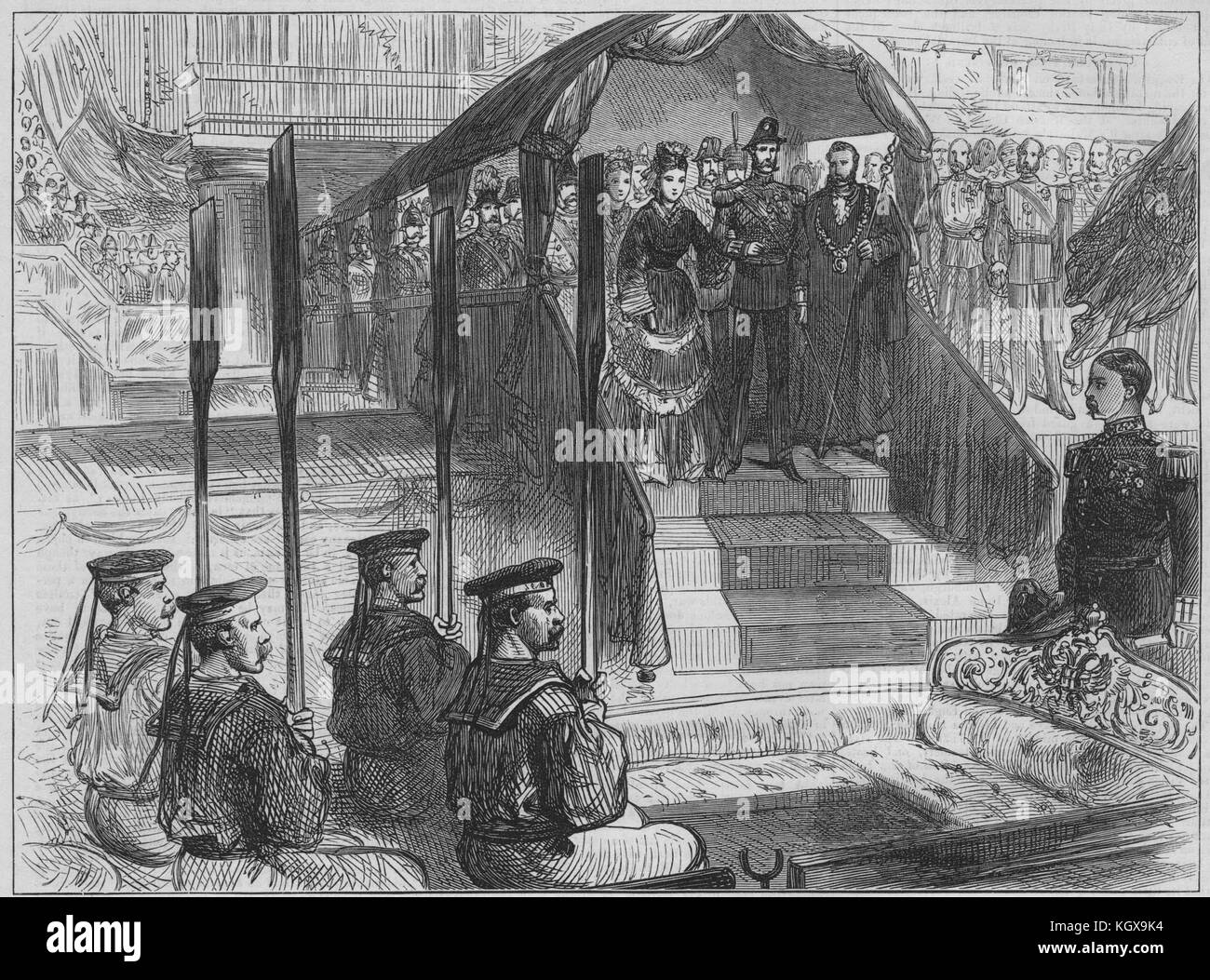 Embarkation of the Emperor of Russia at Gravesend 1874. The Illustrated London News Stock Photo
