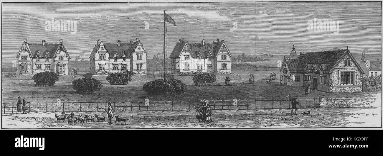 The Northumberland village homes at Whitley, near Tynemouth 1883. The Illustrated London News Stock Photo