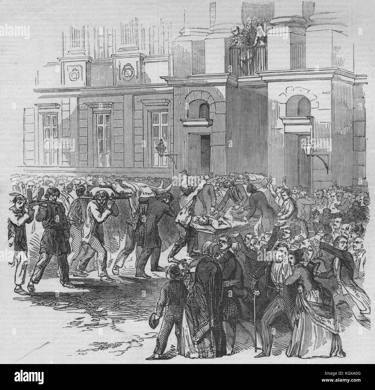 Revolution in Prussia. The dead carried before the King and Queen. Prussia 1848. The Illustrated London News Stock Photo