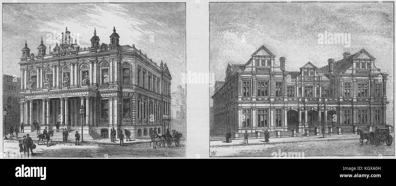 The post office, museum, free library & Art school, Ipswich. Suffolk 1881. The Illustrated London News Stock Photo