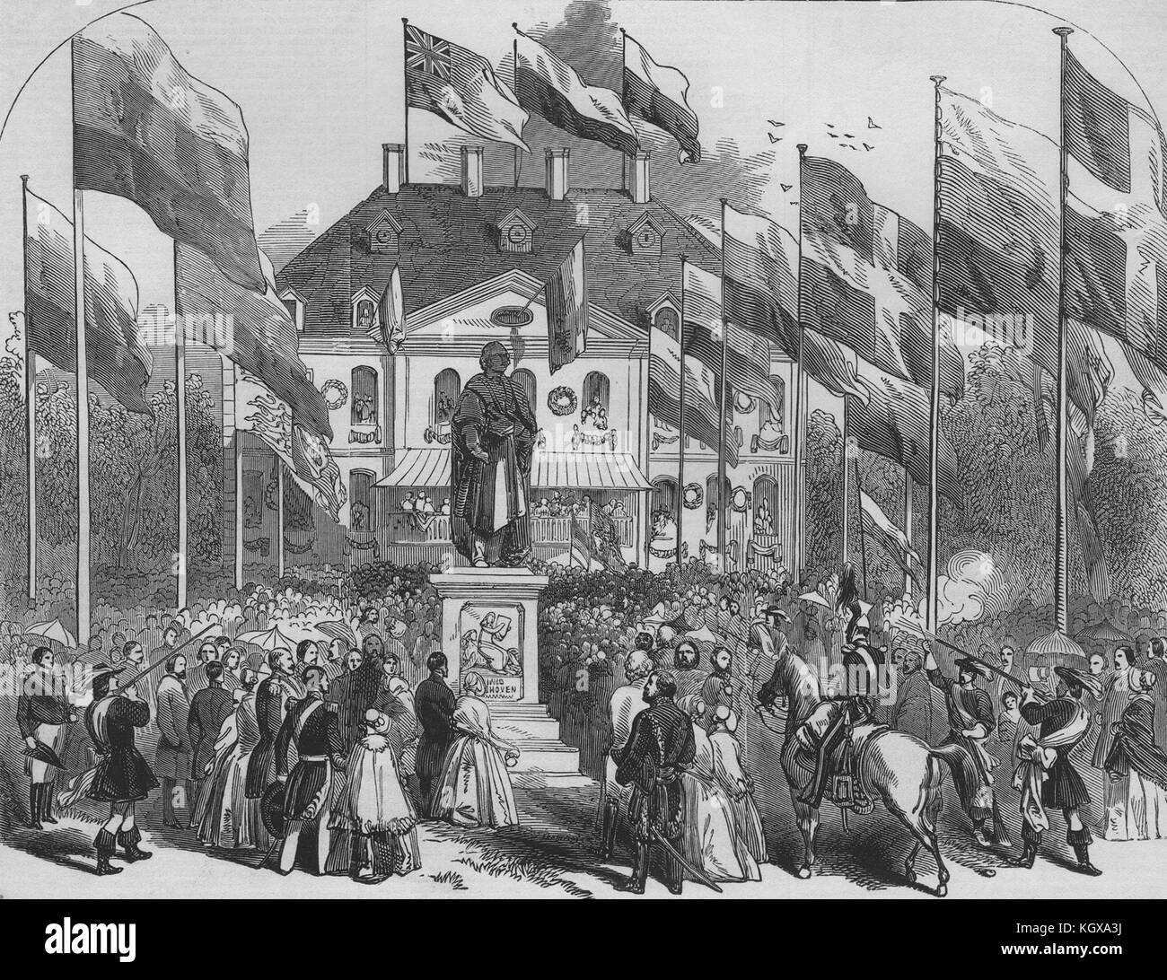 The inauguration of the statue of Beethoven, at Bonn. Northrhine-Westfalia 1845. The Illustrated London News Stock Photo
