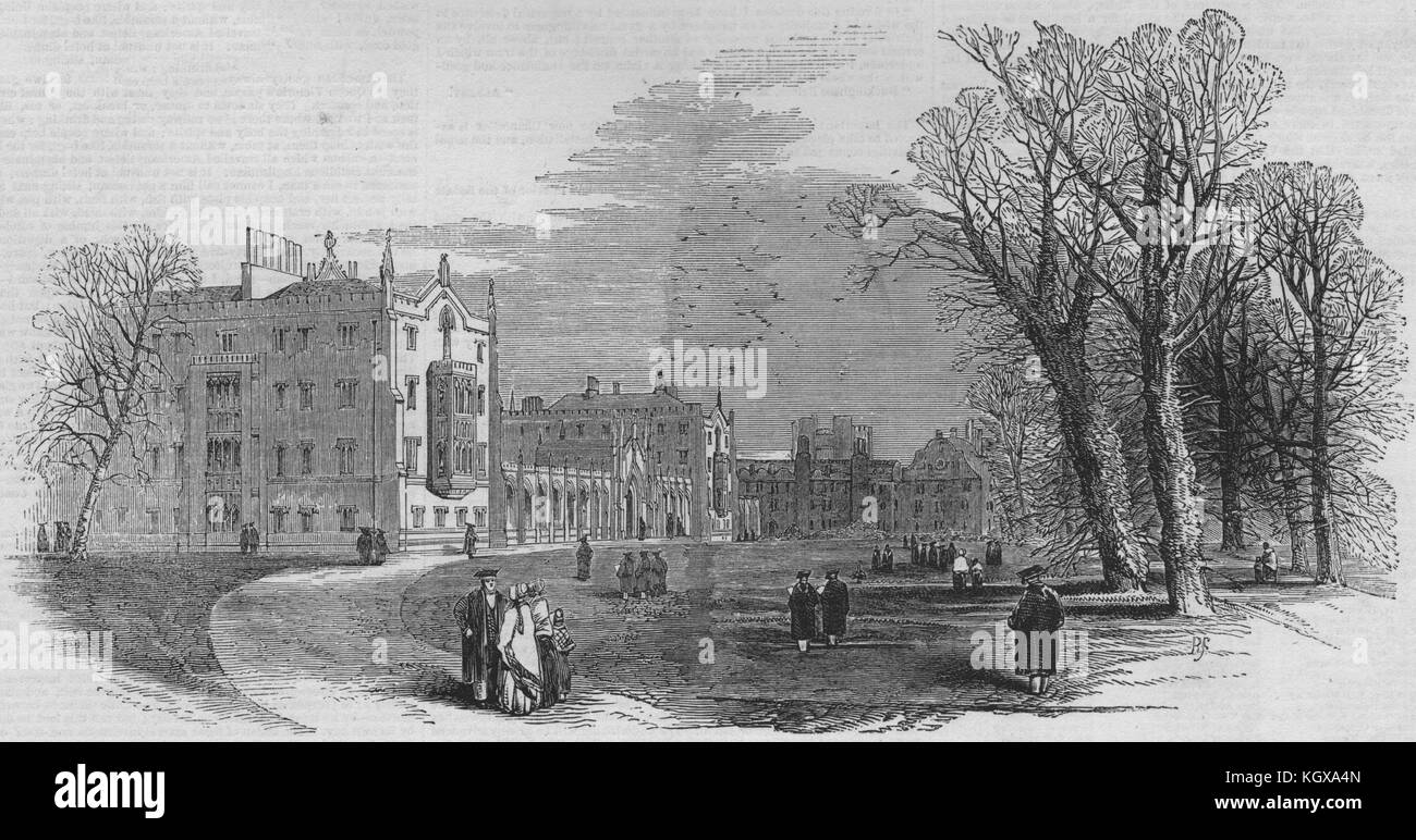 St. John's College - (Earl Powis's) - from the garden. Cambridge 1847. The Illustrated London News Stock Photo