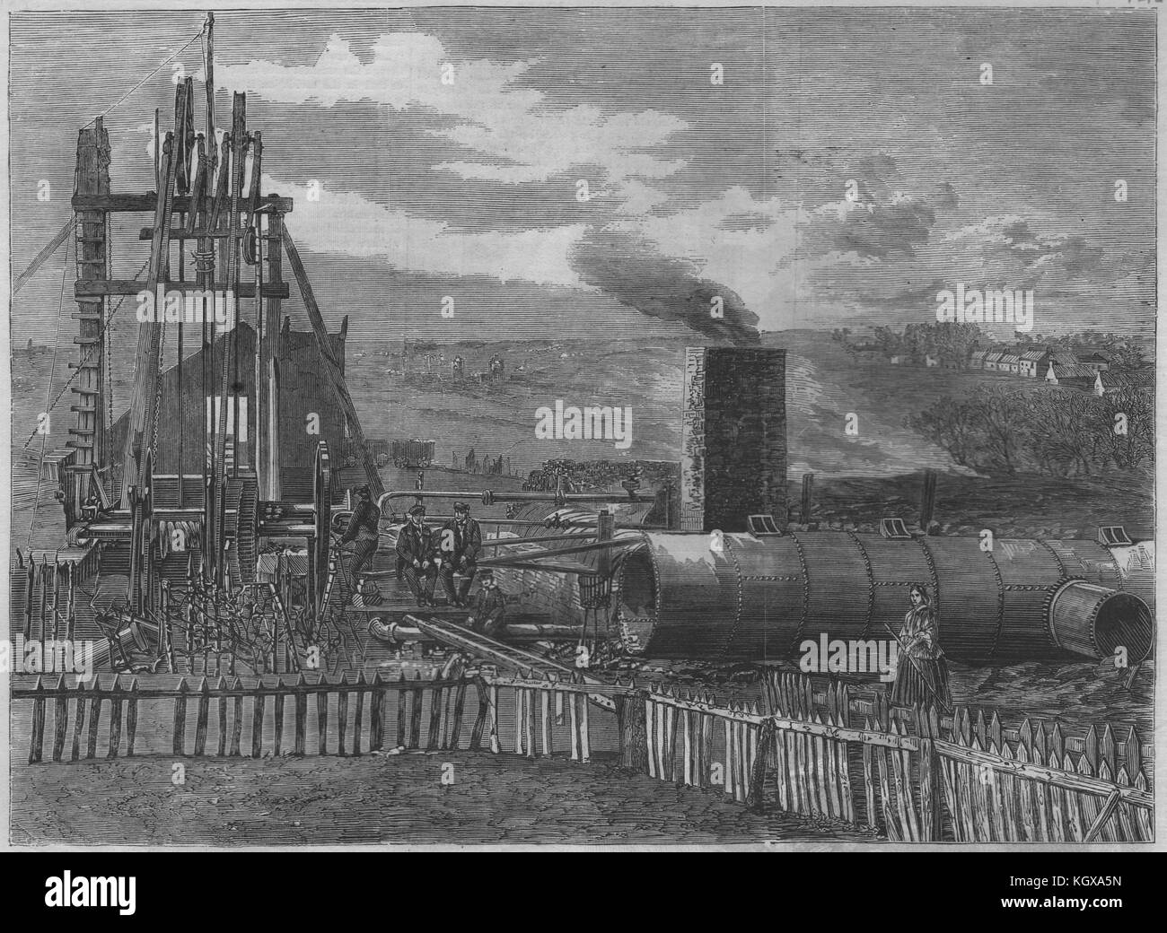 Scene of the recent boiler explosion at Airdrie. Scotland 1860. The