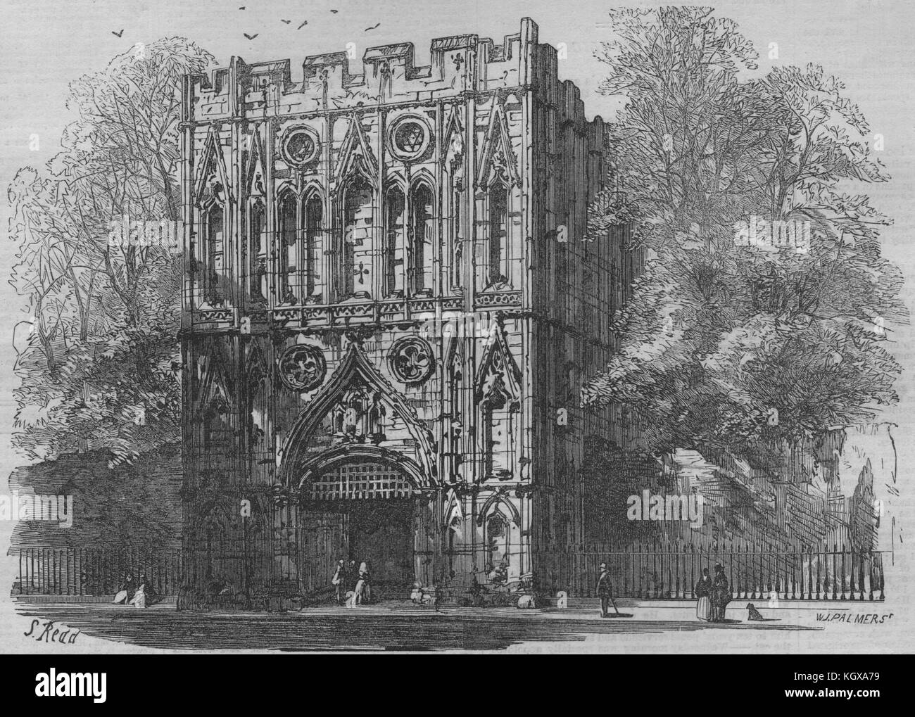 Leaves from a sketch book - Bury St Edmunds. The abbey gate. Suffolk 1867. The Illustrated London News Stock Photo