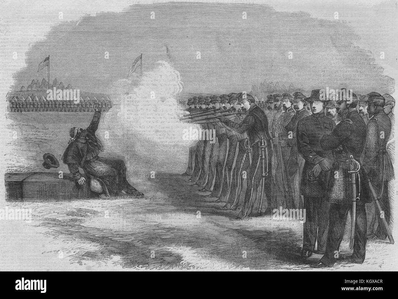 American Civil War deserter execution, Federal camp, Alexandria, Virginia 1862. The Illustrated London News Stock Photo