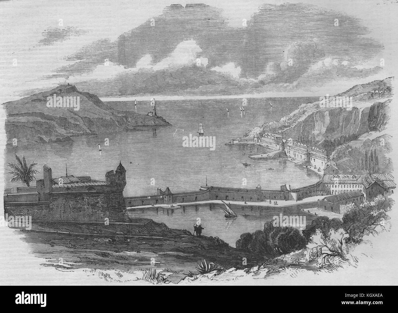 Villafranca.Villefranche-sur-Mer. Alpes-Maritimes 1858. The Illustrated London News Stock Photo