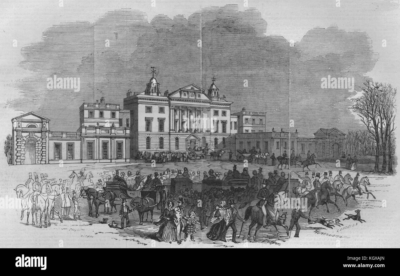 Badminton House, and the lawn. Gloucestershire 1845. The Illustrated London  News Stock Photo - Alamy