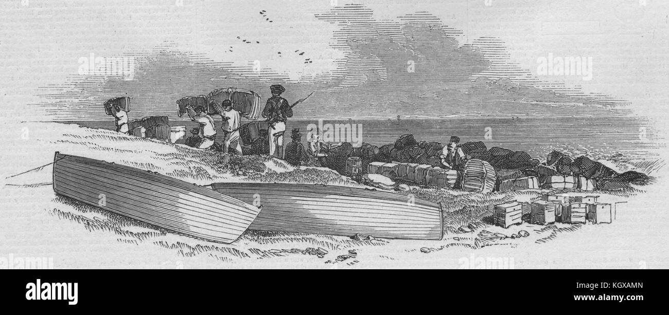 SS Great Britain aground. Removing the ship's stores. Northern Ireland 1846. The Illustrated London News Stock Photo