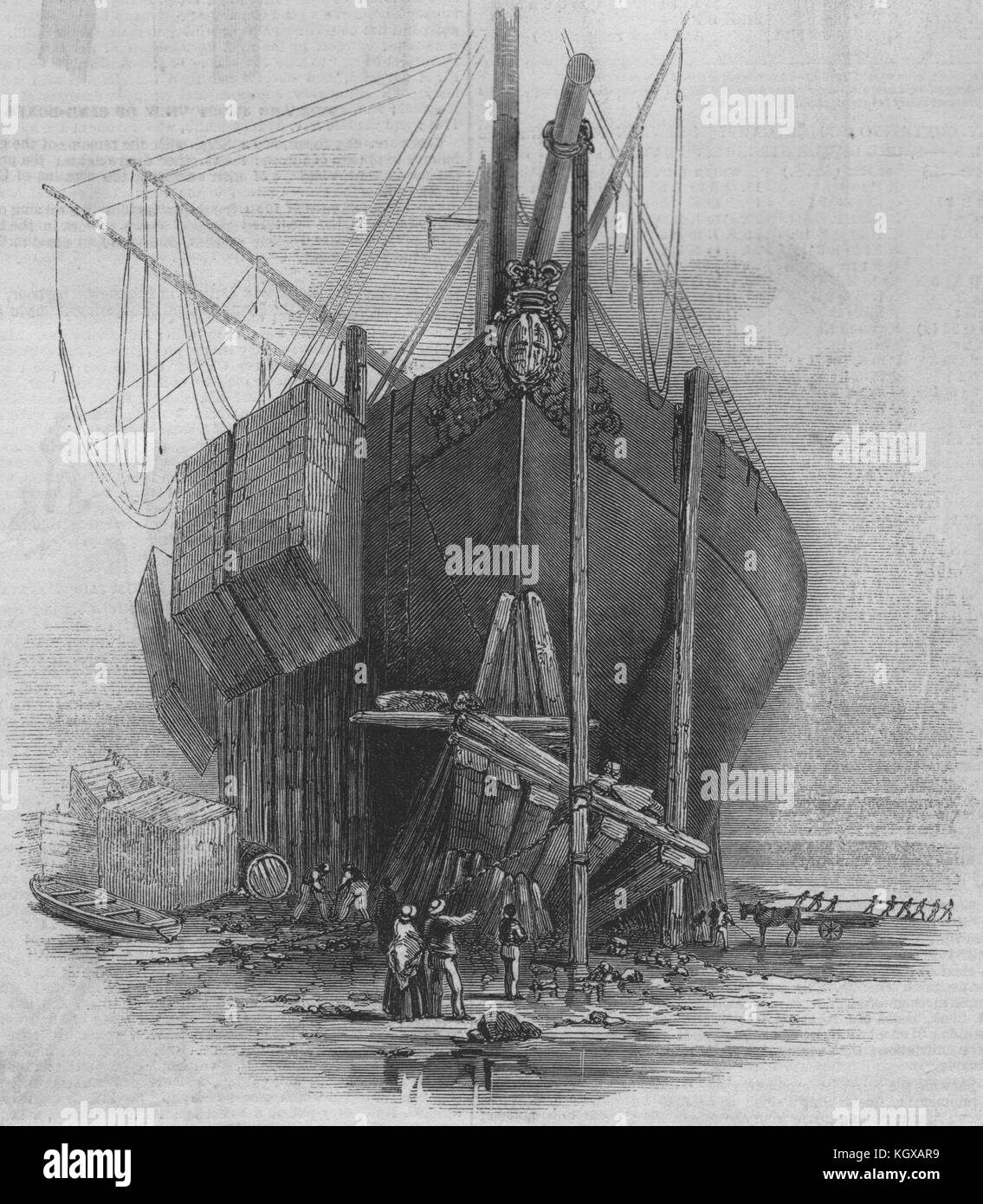The SS Great Britain Steam-Ship. The bows of the SS Great Britain 1847. The Illustrated London News Stock Photo