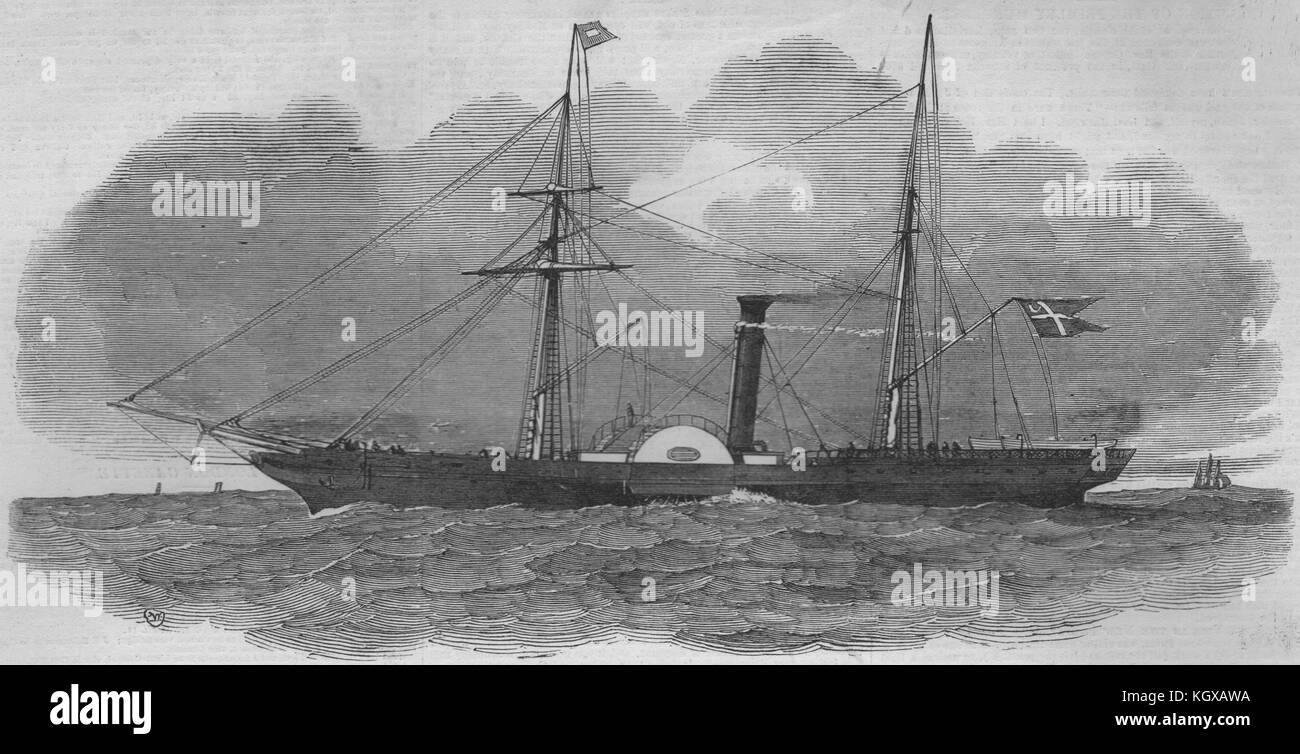 'The Prince', Royal Mail steamer for Denmark 1851. The Illustrated London News Stock Photo