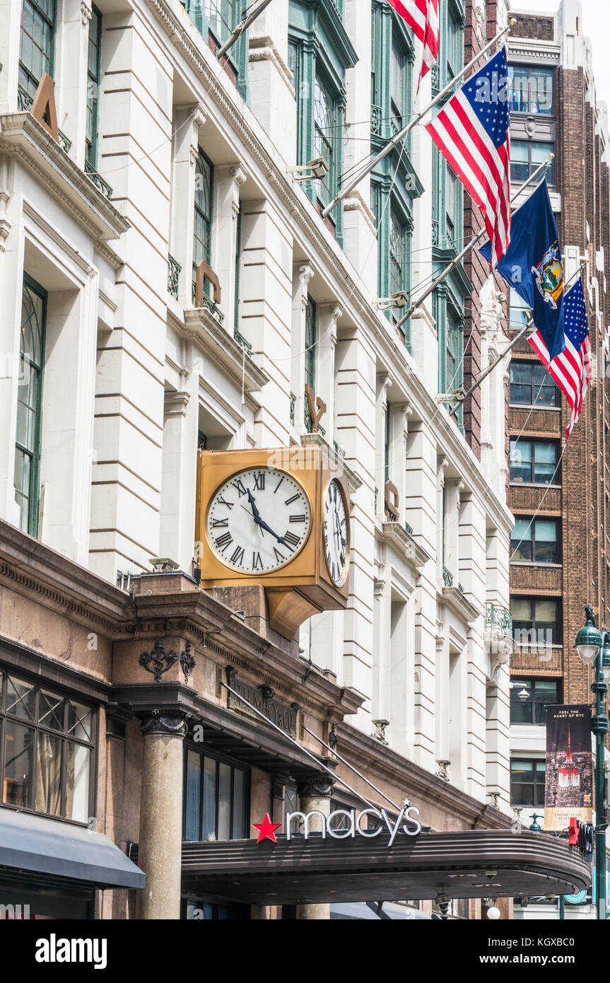New york usa new york gold clock outside macys store Manhattan New york