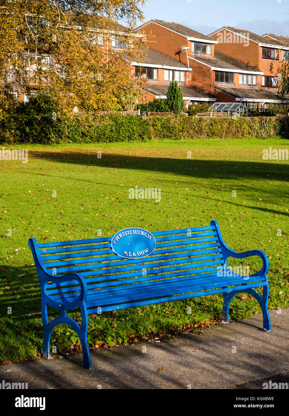 Blue Christchurch Meadow Bench, Christchurch Meadow, Reading, Berkshire