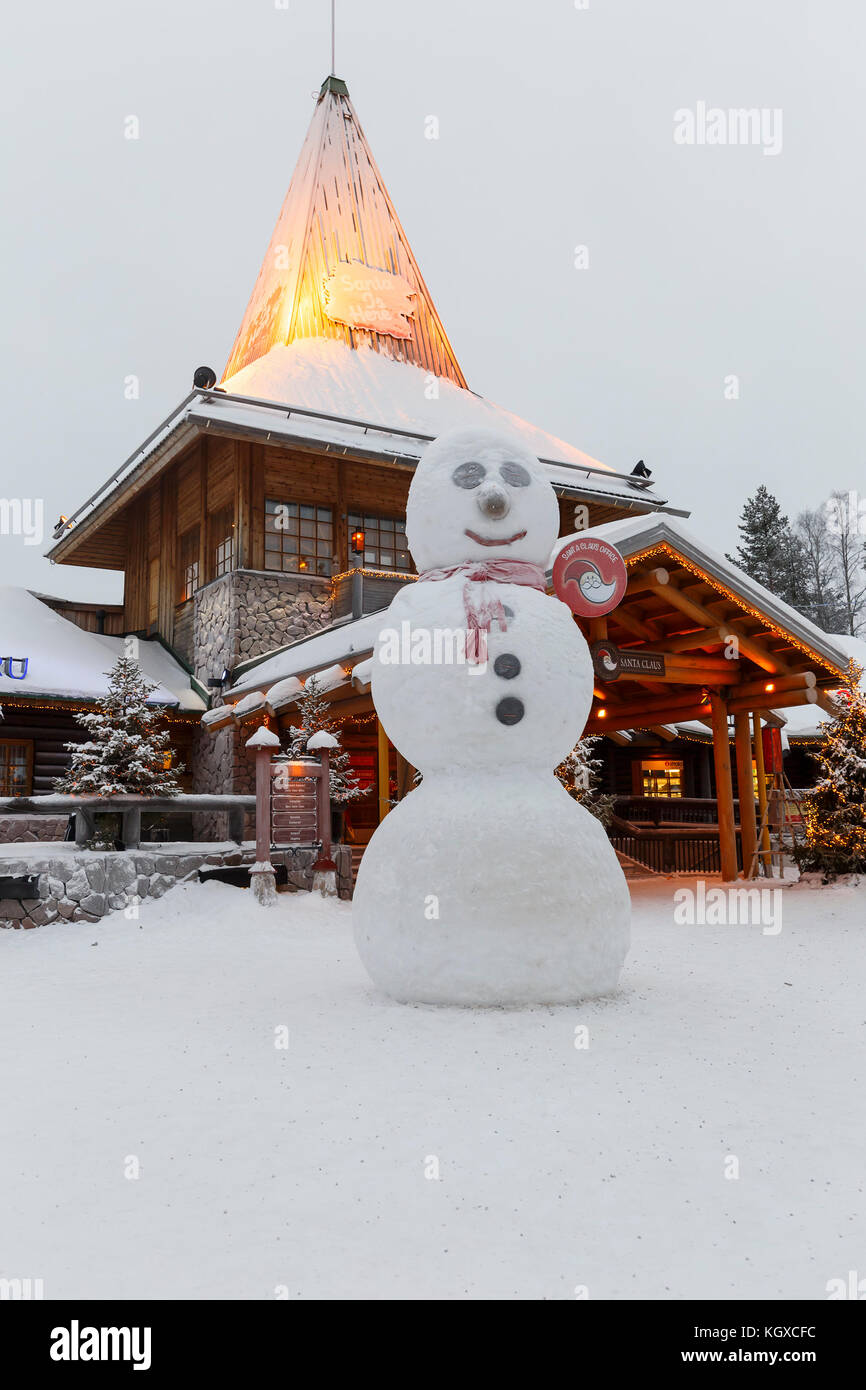 snowman in Christmas village Stock Photo