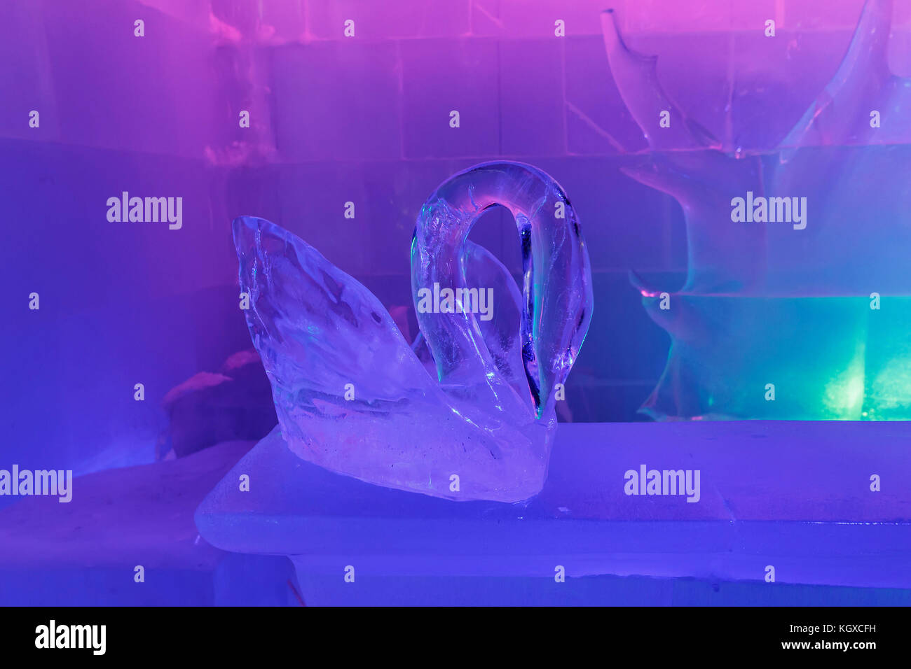 an ice sculpture of a Swan Stock Photo - Alamy