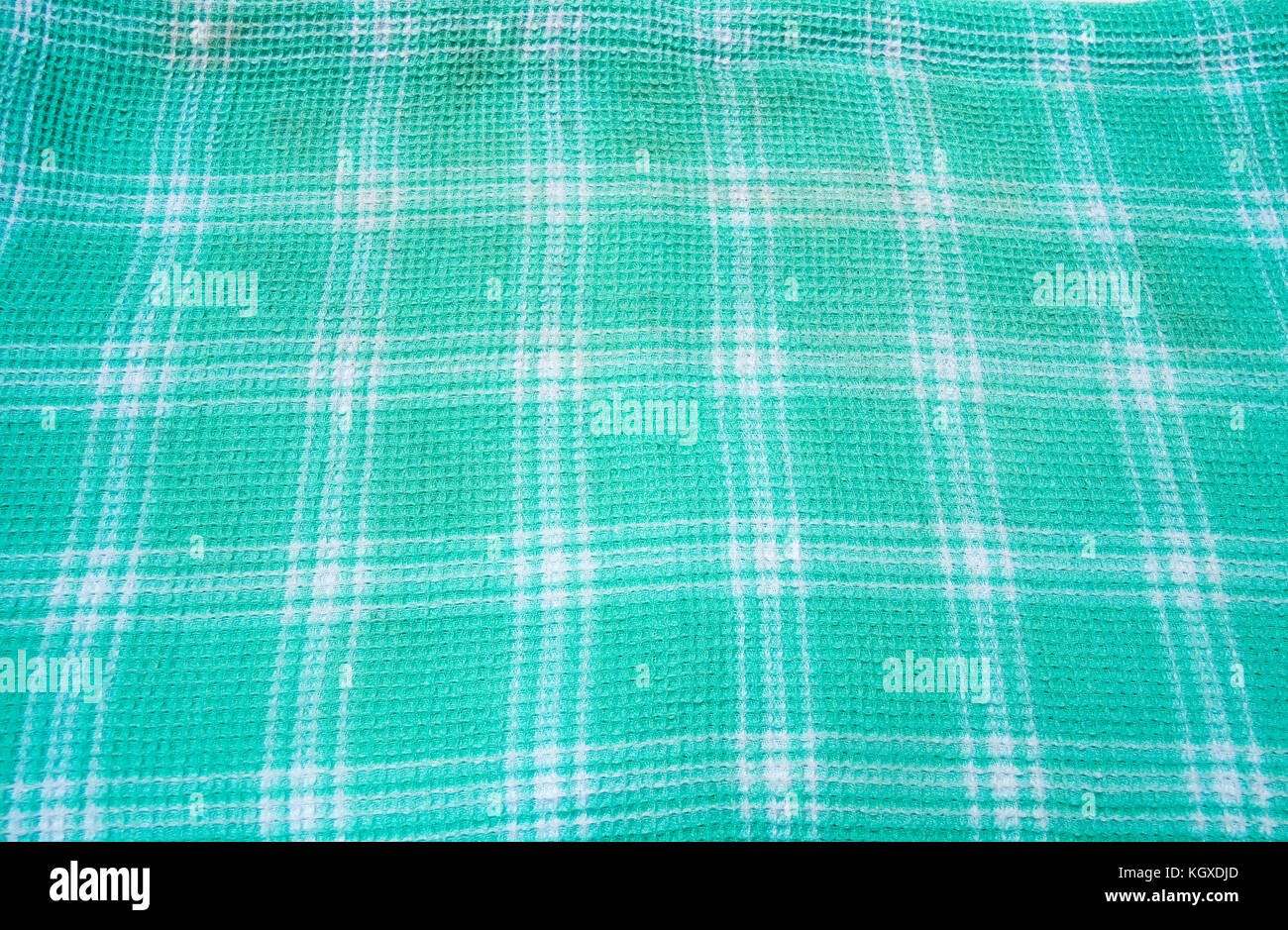 Textured green towel cloth with white stripes Stock Photo Alamy