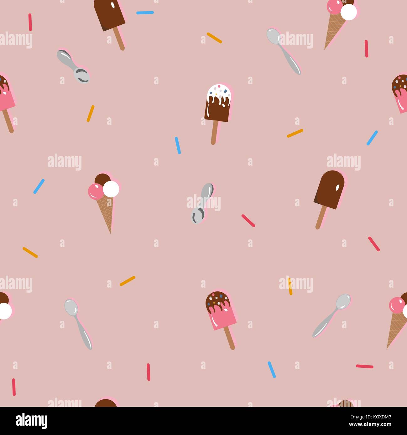 Ice Cream Seamless Pattern. Vector Illustration Stock Vector Image ...