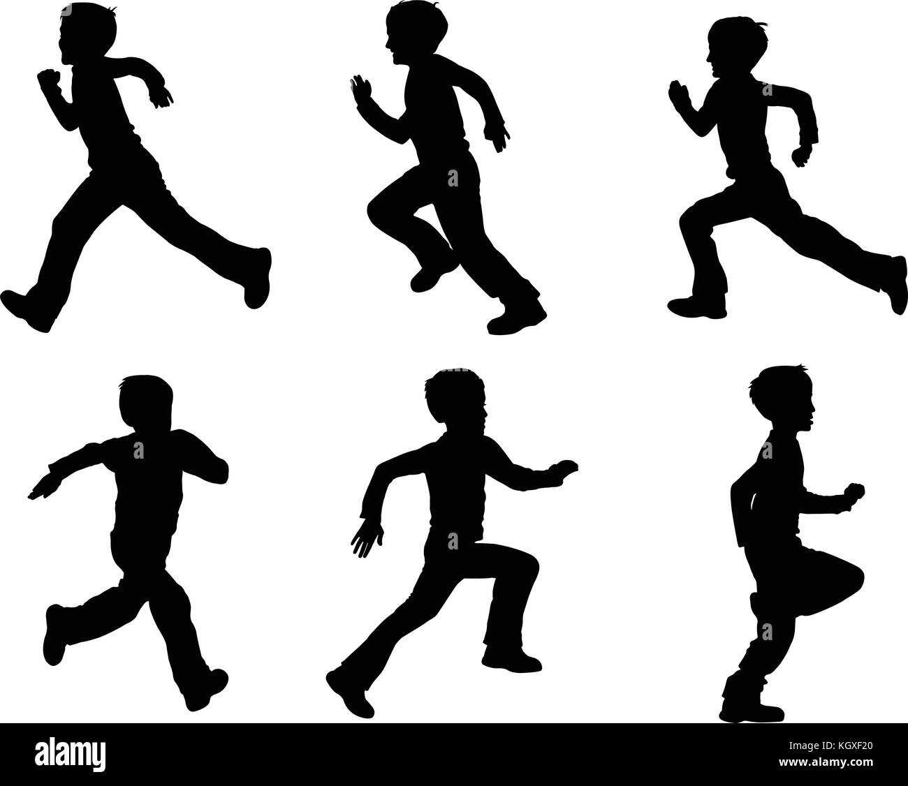 kid running silhouettes - vector Stock Vector