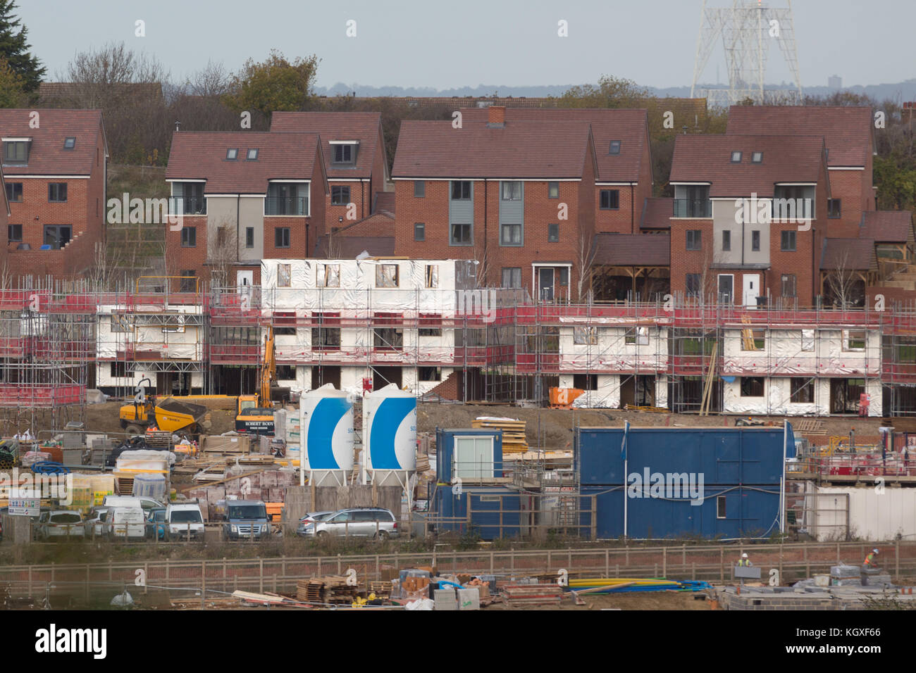 Construction of new homes at Ebbsfleet Garden City in Kent Stock Photo
