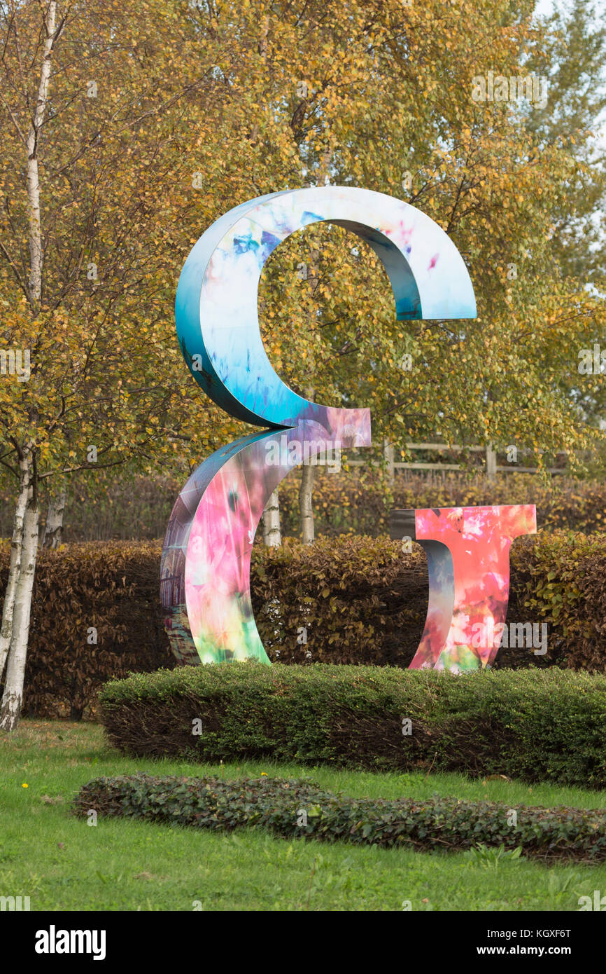 E sign at entrance to Ebbsfleet Garden City Stock Photo