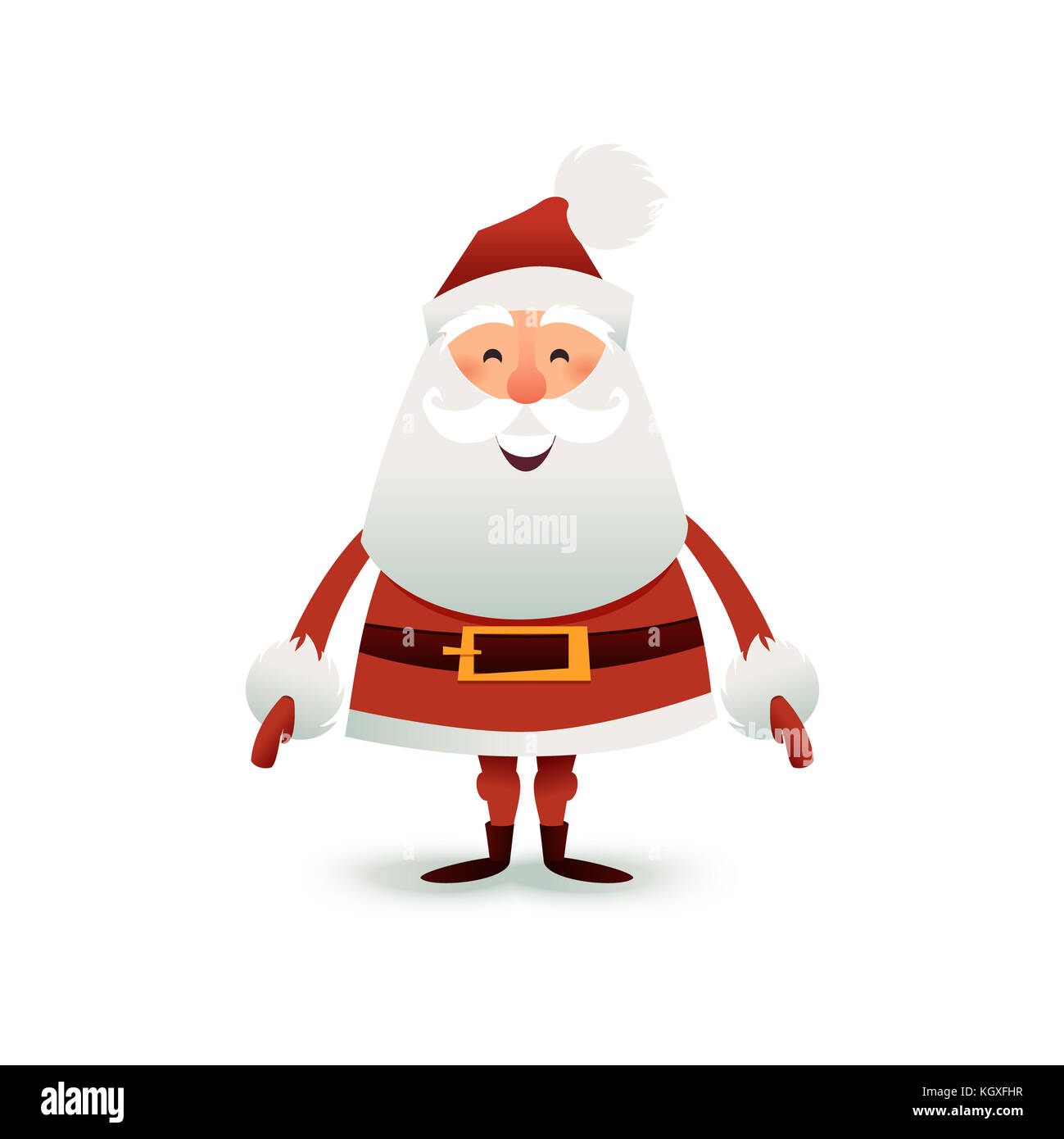 Santa Claus flat illustration. Happy Christmas father cartoon character. Cute X-mas character for Holiday design. New year Greeting Card for invitation, congratulation. Stock Photo
