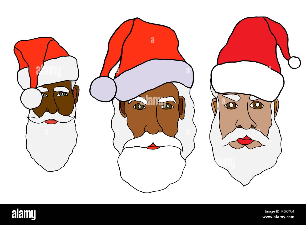 Set of santa claus in cartoon style. Vector. Illustration Stock Vector ...