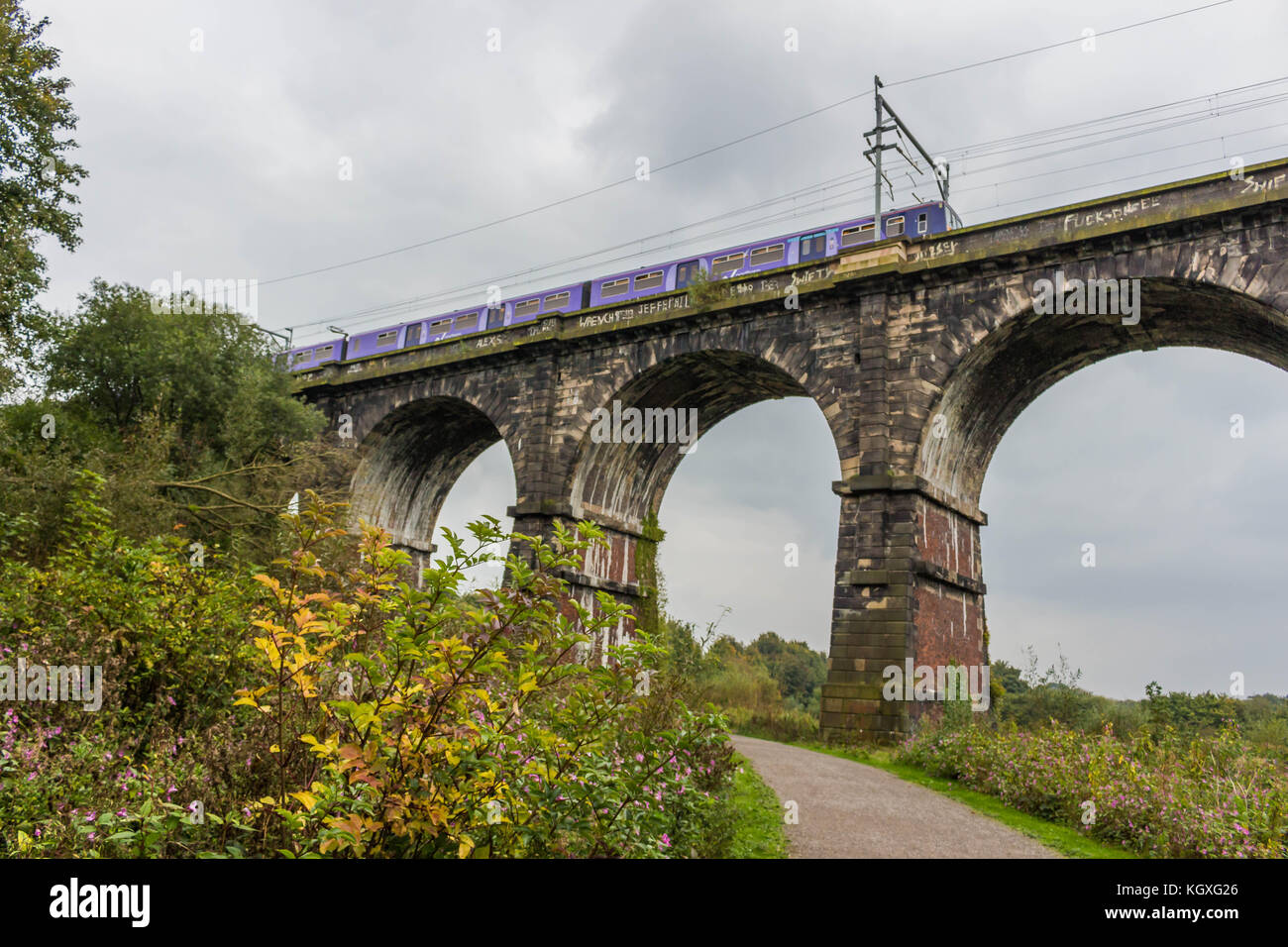 The Sankey Viaduct in Newton le Willows, Merseyside Stock Photo