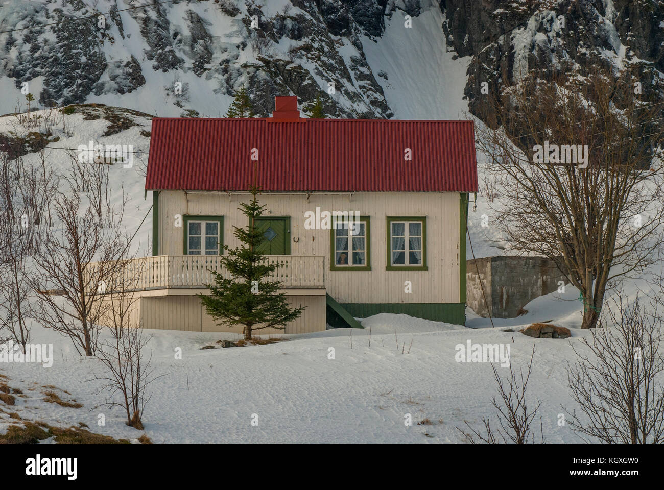 Houses in Lofoten are often buildt in wood and coloured in red,white