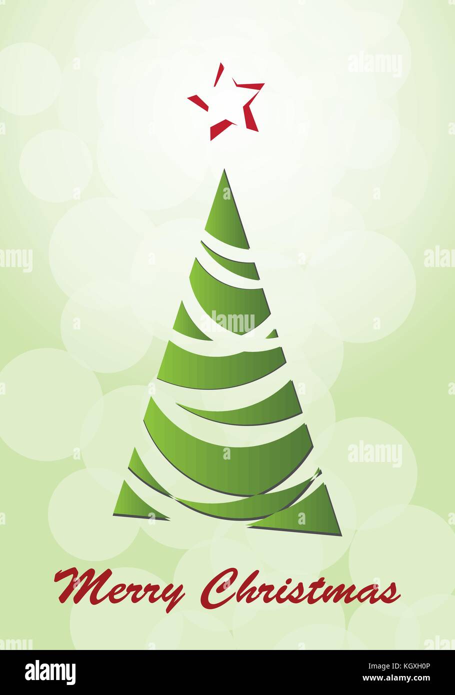 Abstract Green Christmas Tree Vector Design With Bubbles Background ...