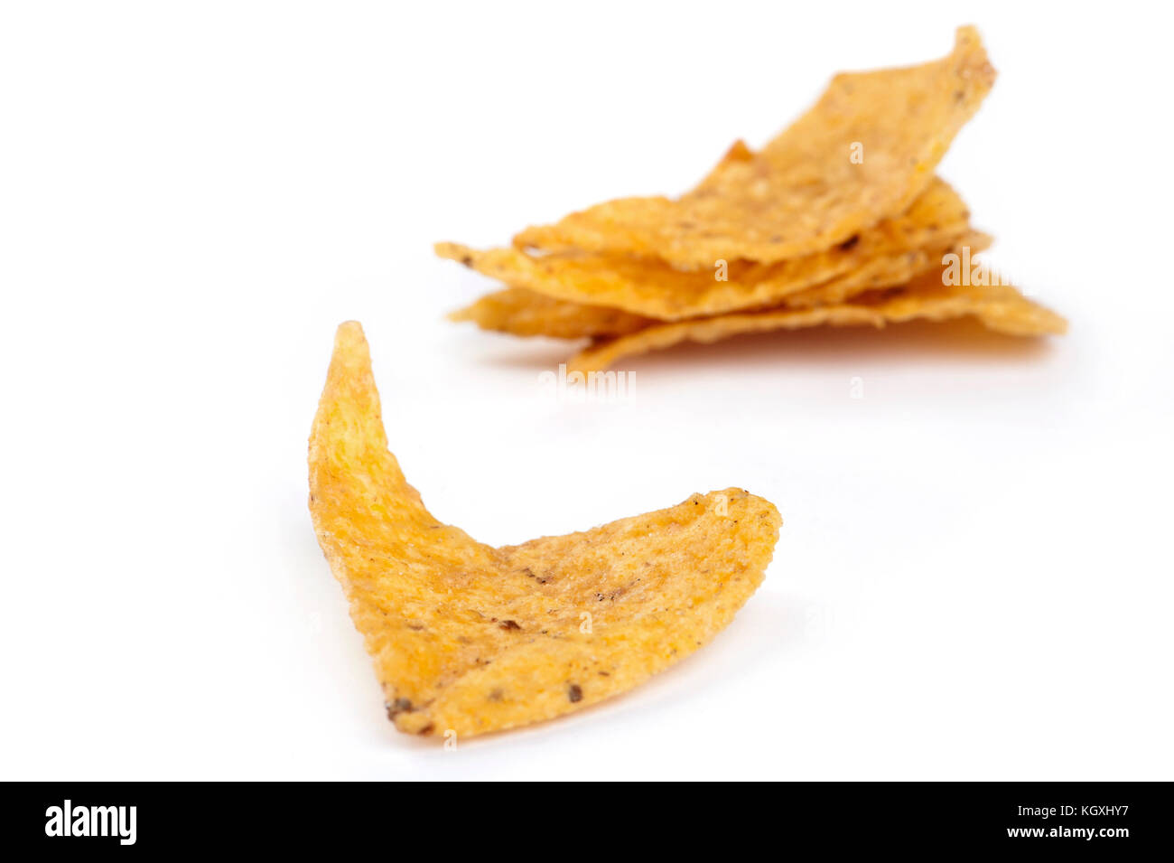 Tortilla chips isolated on white background Stock Photo