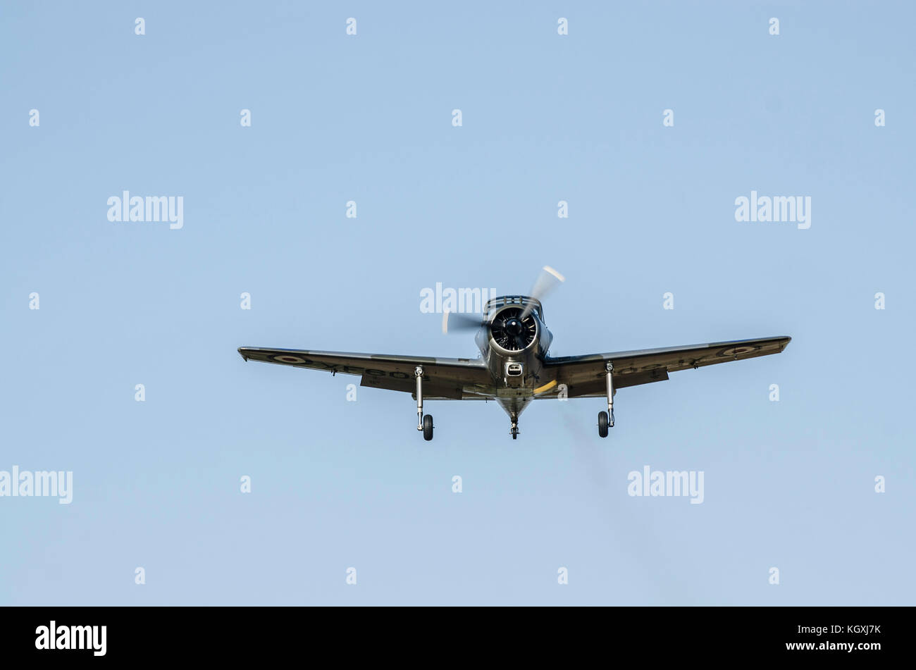 Variety of Vintage Aircraft in flight at annual airshow in the UK Stock Photo