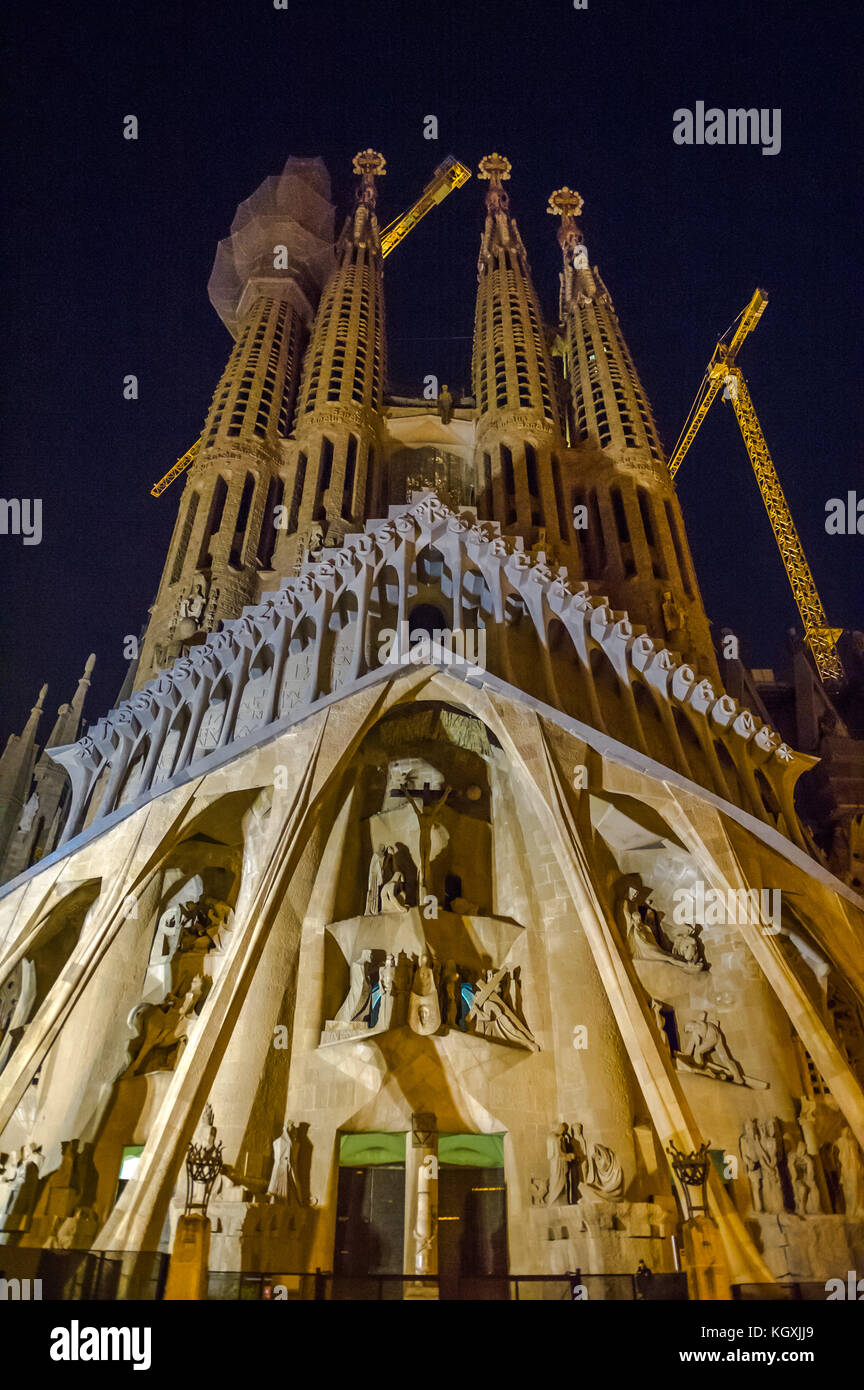 The Sagrada Familia at night Stock Photo - Alamy