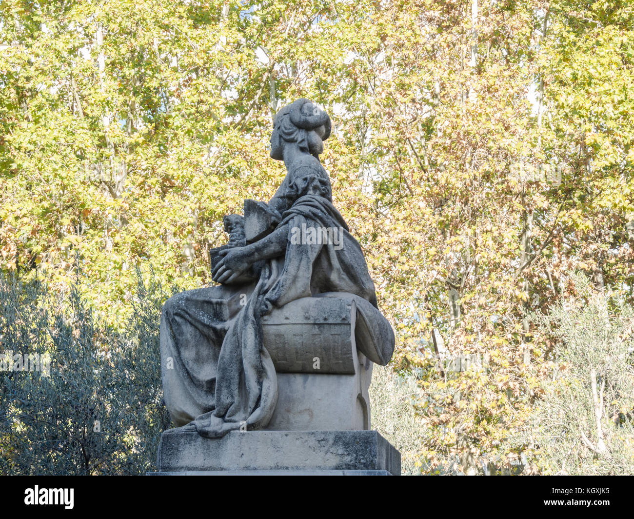 Plaza de España.  monument to Cervantes. Madrid, Spain. Stock Photo