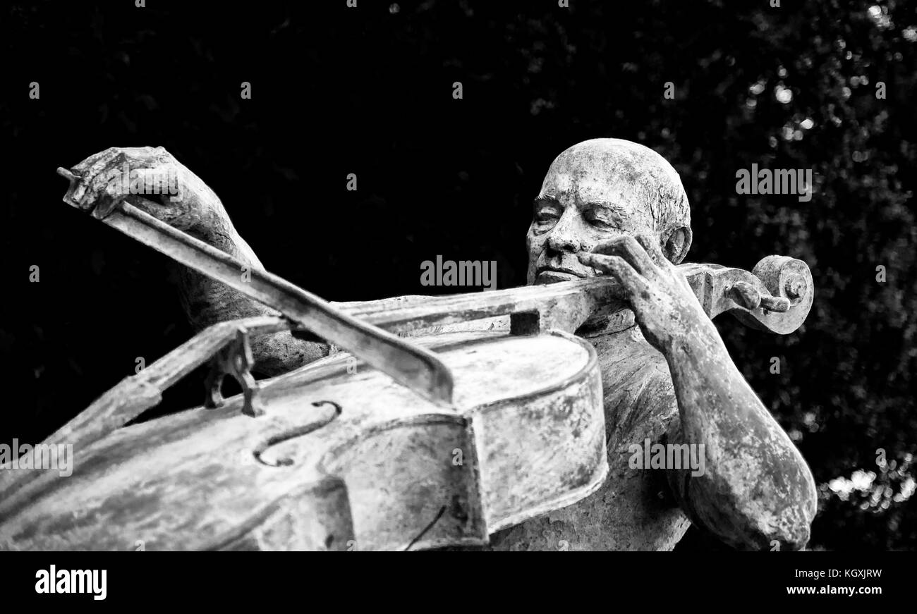 Bronze statue of Spanish cellist, composer, and conductor Pablo Casals. Stock Photo