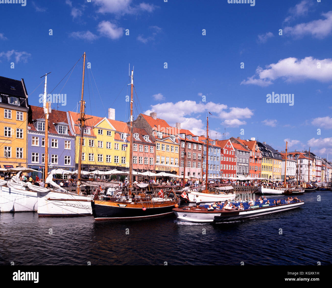 Nyhavn Canal, Copenhagen Denmark, Scandinavia. Stock Photo