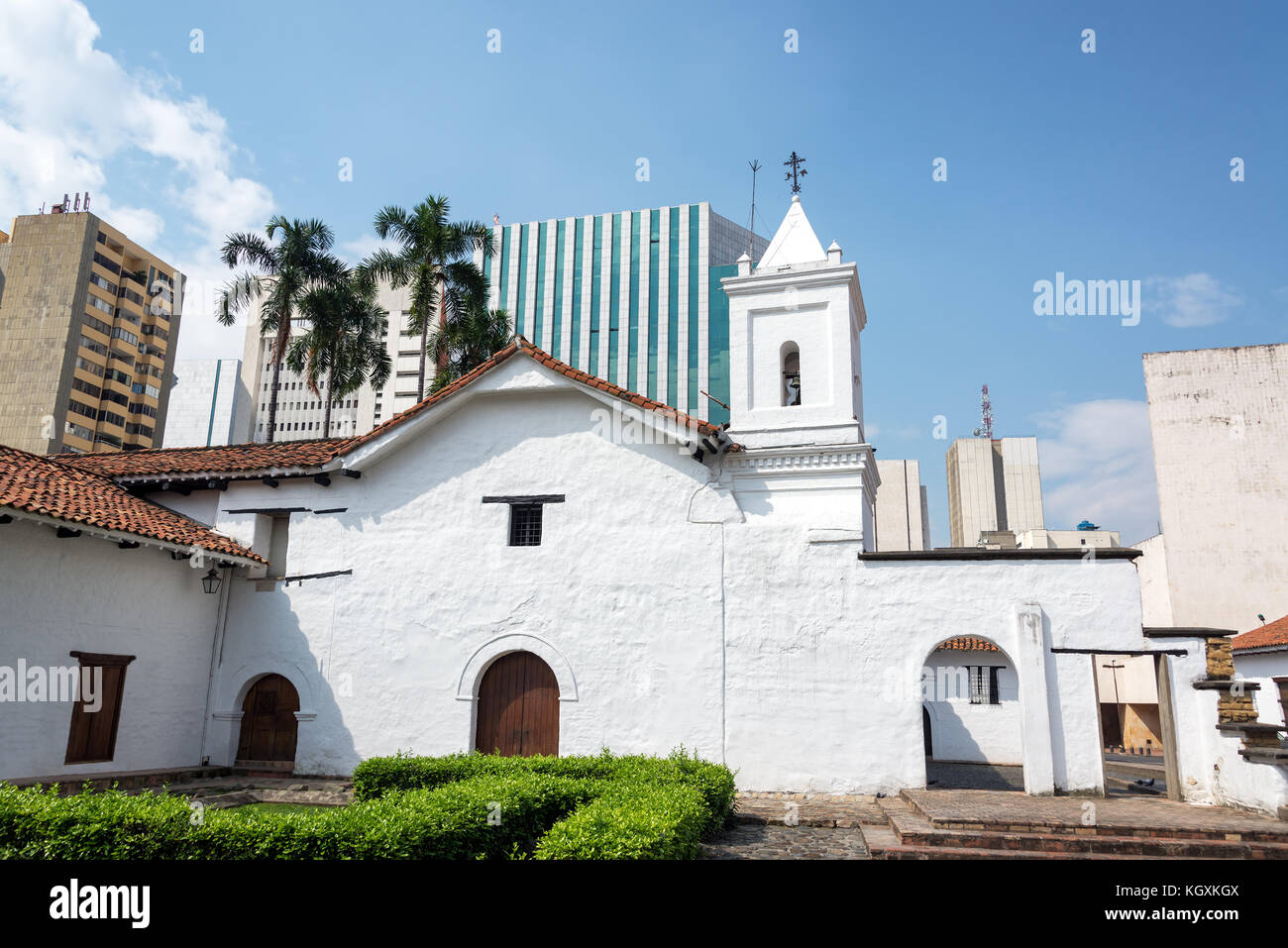 Colonial La Merced church in the center of Cali, Colombia Stock Photo