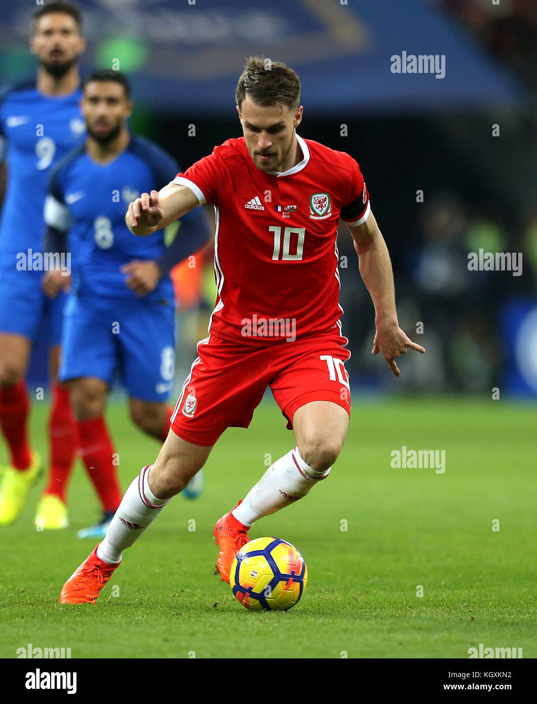 Wales' Aaron Ramsey during the International Friendly match at the Stade de France, Paris. PRESS ASSOCIATION Photo. Picture date: Friday November 10, 2017. See PA story SOCCER France. Photo credit should read: Steven Paston/PA Wire. . Stock Photo