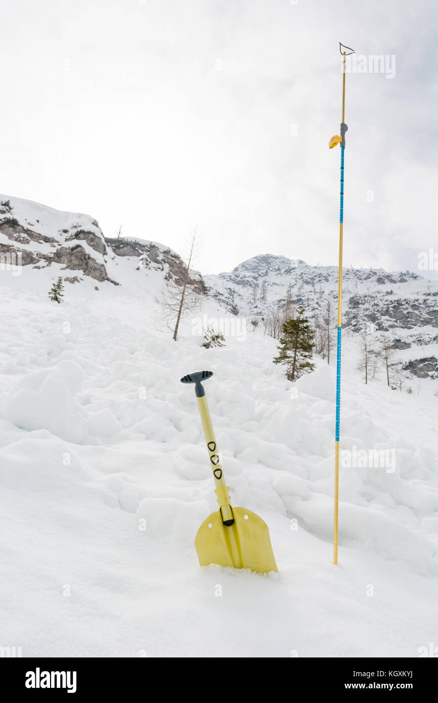 Avalanche shovel and probe Stock Photo Alamy