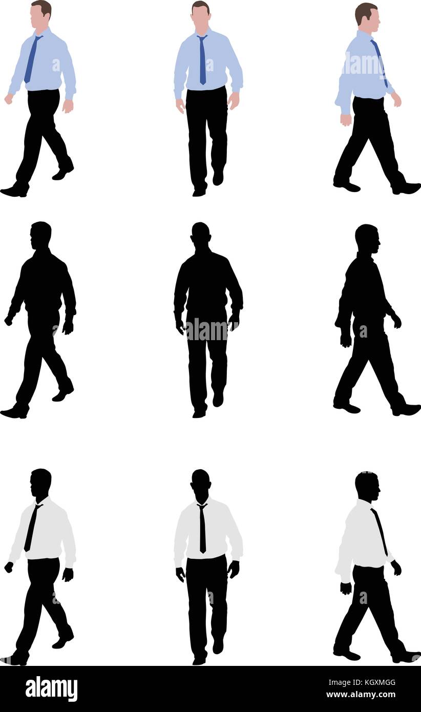 man walking silhouettes and illustration - vector Stock Vector Image ...