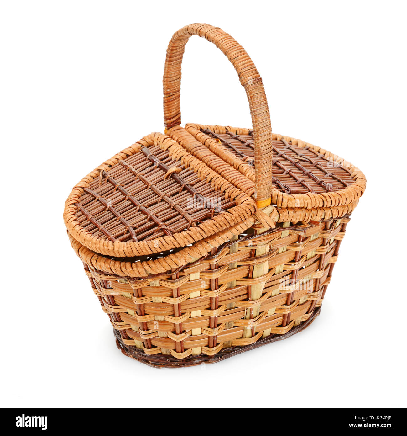 Wicker basket isolated on a white background Stock Photo - Alamy