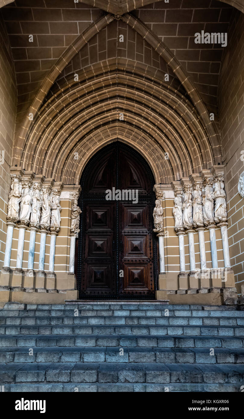 Main portal of the Se Cathedral of Evora, Portugal, originated in the 13th century, declared a World Heritage Site by UNESCO in 1988. Stock Photo