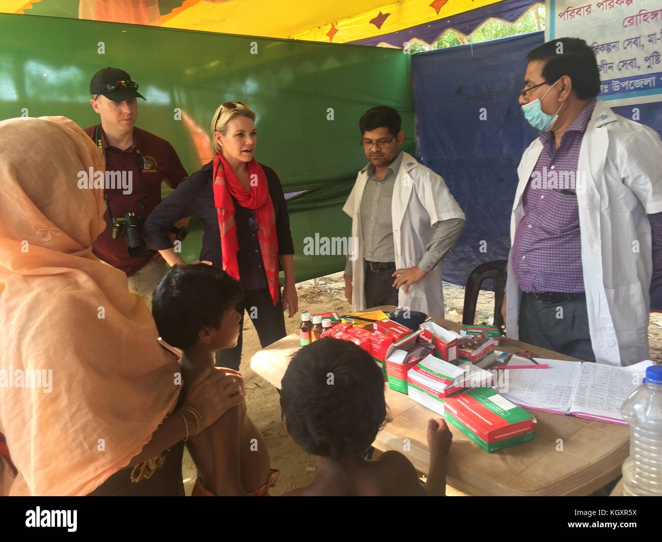 U.S. Department of State Spokesperson Heather Nauert visits a Rohingya refugee camp November 3, 2017 in Coxs Bazar, Bangladesh.   (photo by State Department Photo via Planetpix) Stock Photo