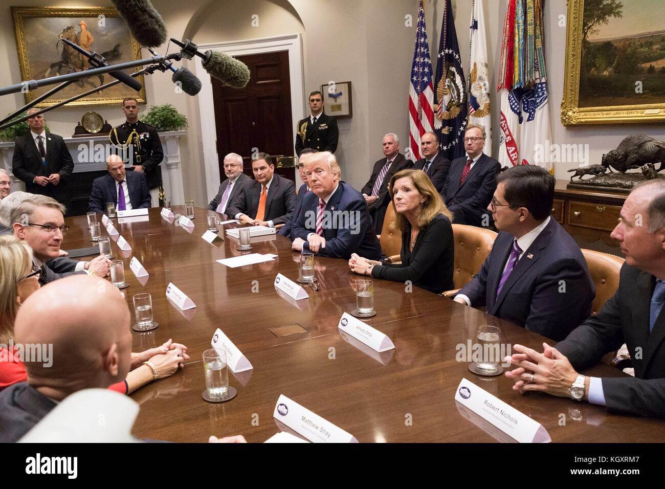 U.S. President Donald Trump hosts a tax reform meeting at the White House October 31, 2017 in Washington, DC.  (photo by Shealah Craighead via Planetpix) Stock Photo