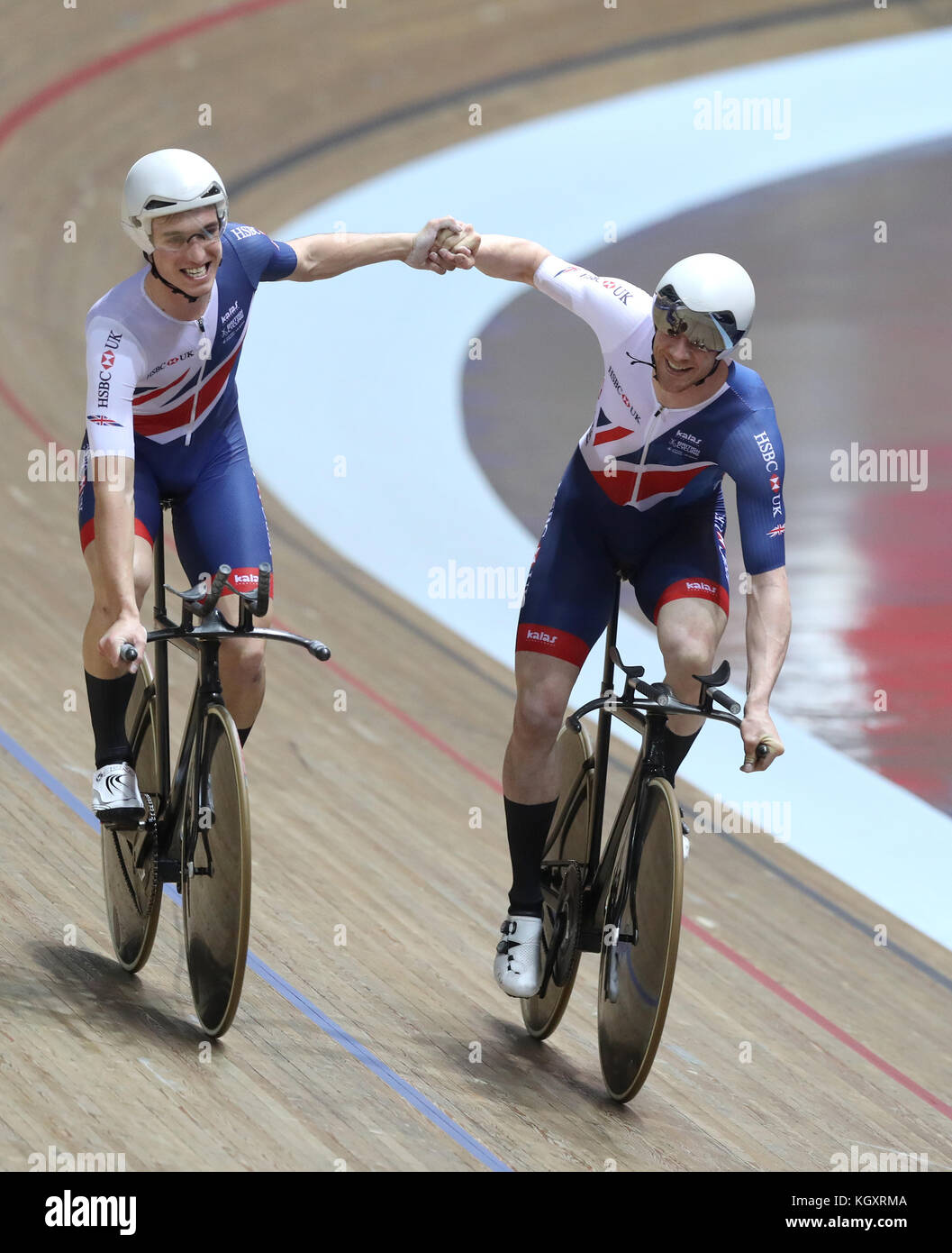 Great Britain's Ollie Wood (left) and Ed Clancy (right) celebrate ...